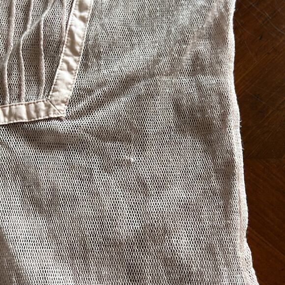 CITY UNLTD Blush Pink Mesh Blouse Size Small Button Front Short Sleeves - Picture 8 of 8